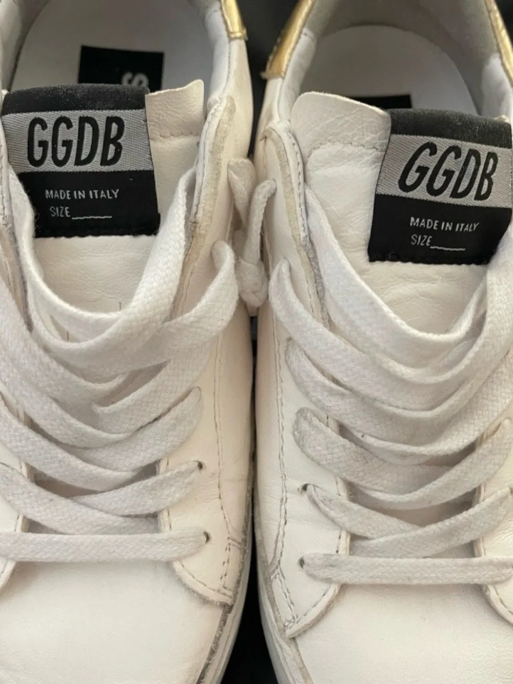 Golden Goose White Leather Sneakers with Silver Star & Gold Heel - Picture 6 of 11